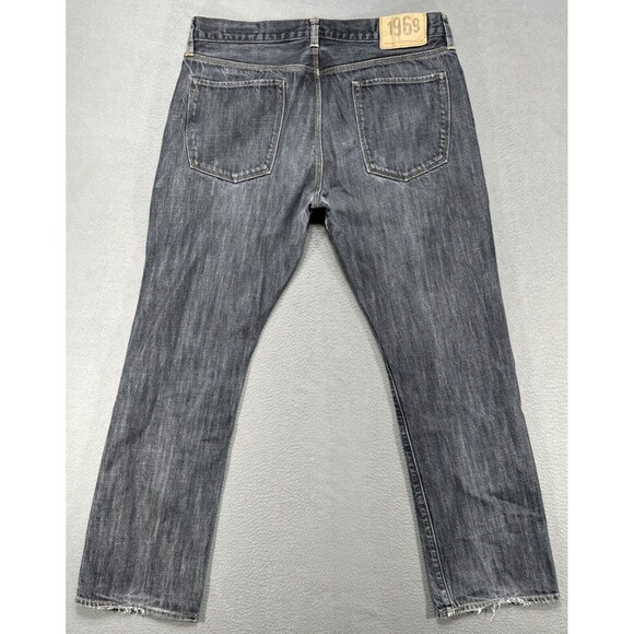 Gap Jeans 1969 Mens 33x30 Gray Low Straight American Grunge Goth Emo Dark Denim - Picture 8 of 11